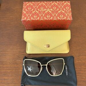 Dolce & Gabbana DG 2212 Sunglasses with Gold Lace Patterned Frame